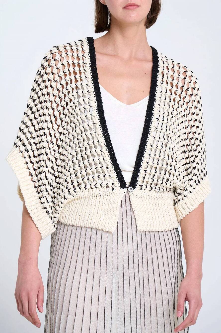 NEW SITA MURT textured knit vest in natural black